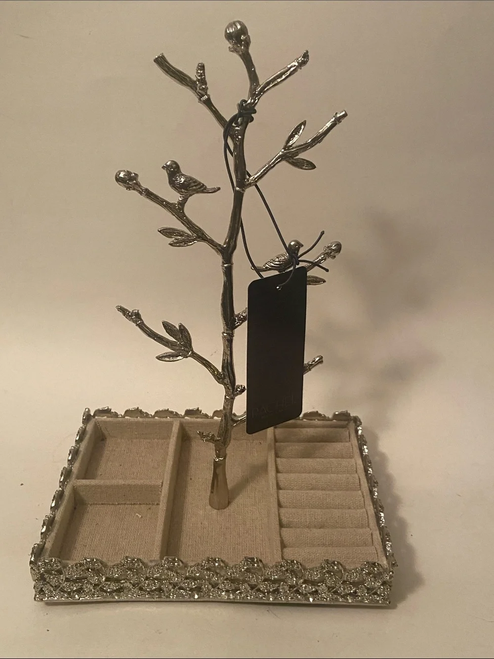 RACHEL Rachel Roy Silver Branch Jewelry Stand w/Canvas Jewelry Organizer  Tray
